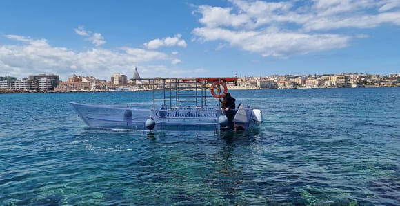 Syracuse: Coast+Sea Caves Full Transparent PRIVATE Boat Tour