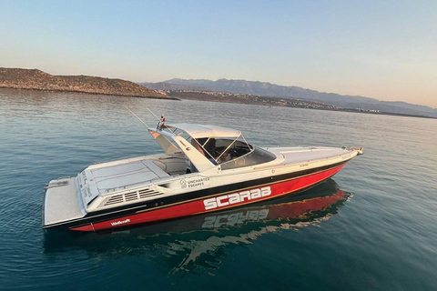 Chania: Private Sunset Powerboat Tour with Swim Stop