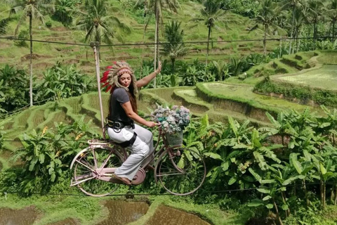 Ubud: Rice Terrace Swing, Cave Tubing, Sky Bike & Zipline Double ATV + Swing + Tubing + Sky Bike + Zipline - wTransfer