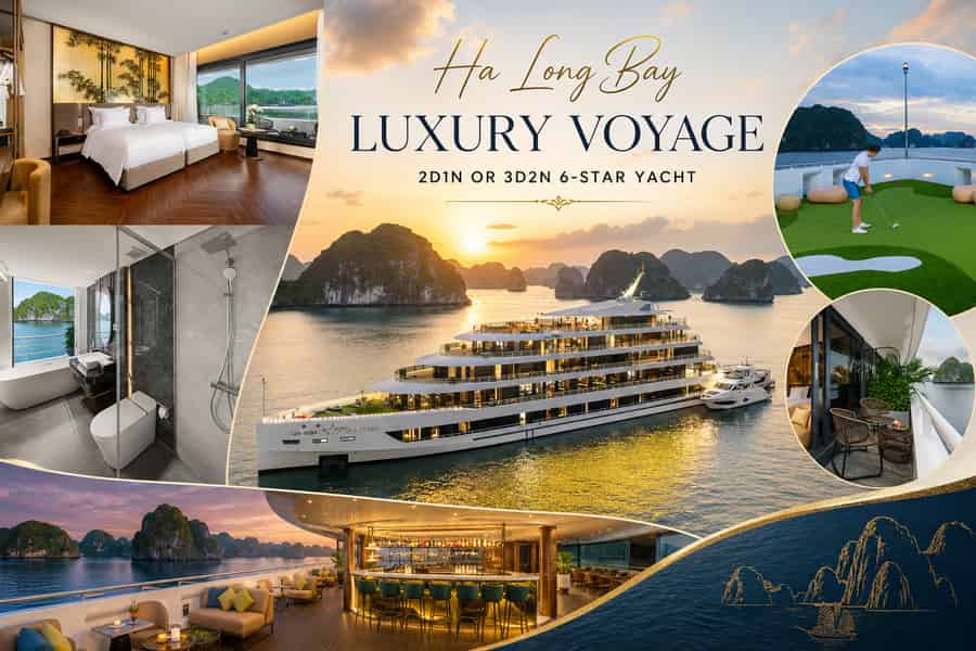 Luxusreise in der Ha-Long-Bucht: 2T1N oder 3T2N auf einer 6-Sterne-Yacht. Foto: GetYourGuide Luxusreise in der Ha-Long-Bucht: 2T1N oder 3T2N auf einer 6-Sterne-Yacht. Foto: GetYourGuide