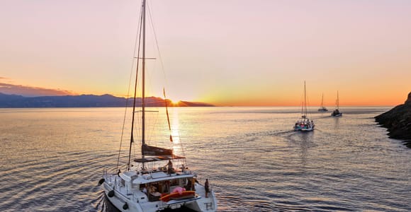 Panormo: Luxury Sunset Catamaran Cruise Sushi & Open Bar