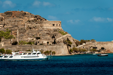 Elounda: Spinalonga Guided Boat Tour with BBQ and Swimming