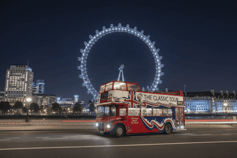 Londres : Visite nocturne en bus vintage à impériale avec guide en direct