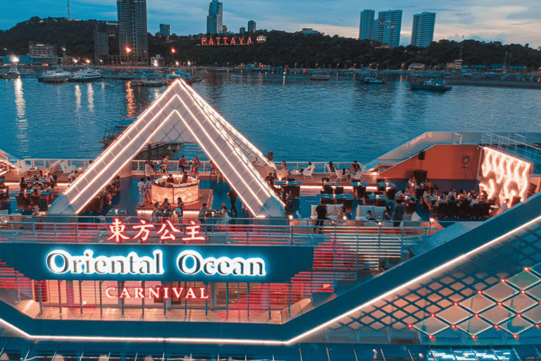 Ocean Sky Pattaya Sunset Dinner Cruise Experience Sunset Dinner Cruise Pattaya with Buffet, Show, and Sea View