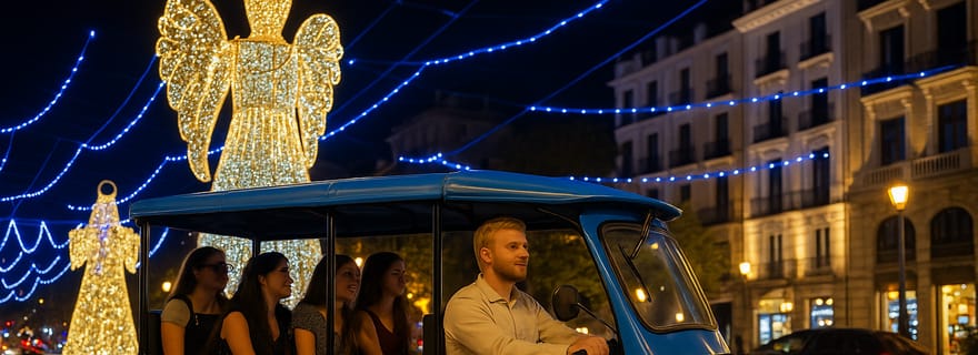 Visite des lumières de Noël de Madrid en tuk-tuk avec prise en charge incluse