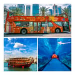 Tour panoramico della città di Dubai in autobus Hop-On Hop-Off e crociera in dhow