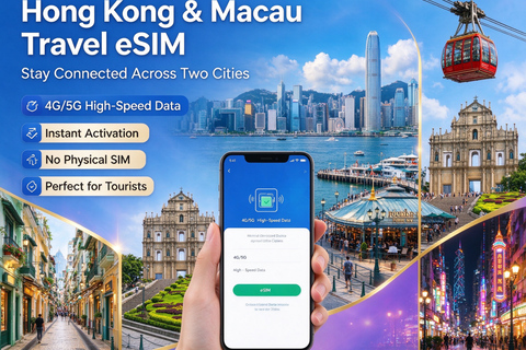 Hong Kong & Macau: eSIM | 7–30-Day Plan | Hotspot Sharing 45GB/30Days