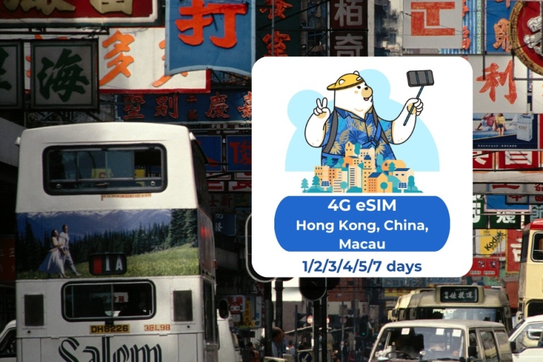 Hong Kong - China - Macau: eSIM Mobile Data 1/2/3/4/5/7 days Hong Kong - China - Macau 500MB/day