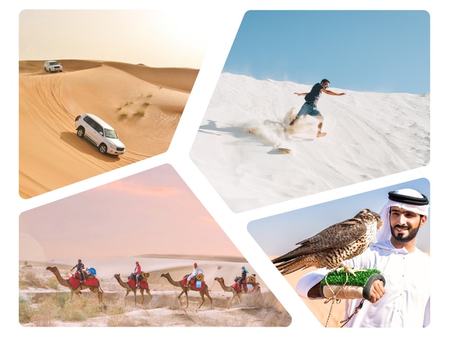 Doha: Desert Safari Bashing, Camel Ride, & Sandboarding Tour