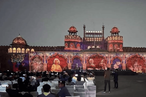 Delhi: Red Fort Light & Sound Show with Private Car & Guide Red Fort Light and Sound Show Ticket+Car+Guide
