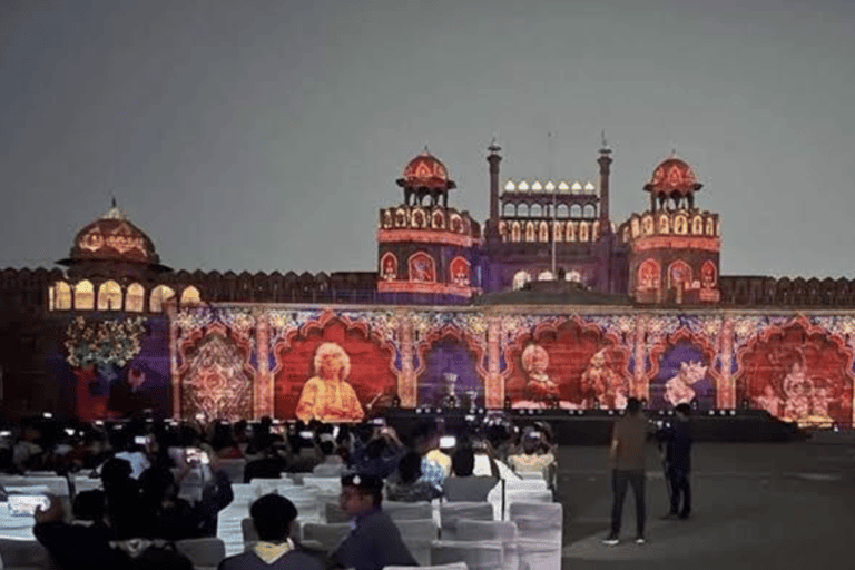 Delhi: Red Fort Light & Sound Show with Private Car & Guide Red Fort Light and Sound Show Ticket+Car+Guide