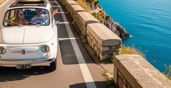 Amalfiküste im Fiat 500 oder 600 Oldtimer