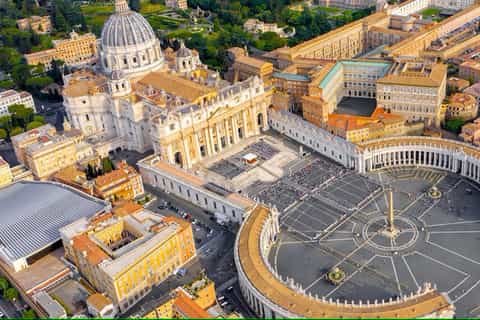 Panoramic view of Rome from the top of St. Peter's Basilica dome