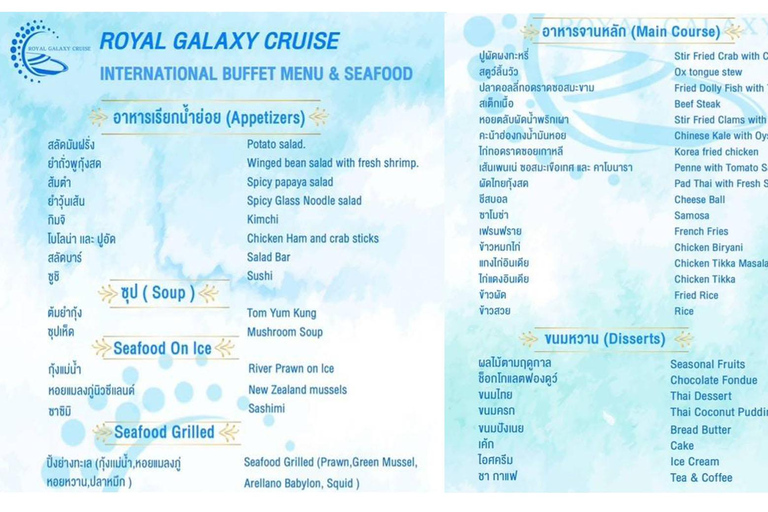 Bangkok: Royal Galaxy Luxe Dinner Cruise/Chao Phraya rivierBangkok: Royal Galaxy Dinner Cruise