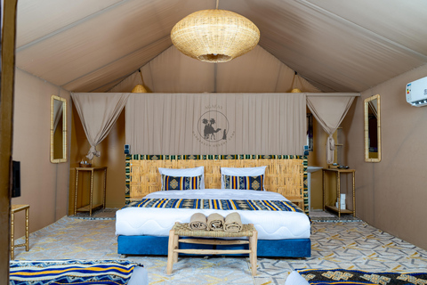 Marrakech: Overnight in Agafay Desert with Dinner & Campfire From Marrakech: Agafay Overnight with Dinner, Fire & Music