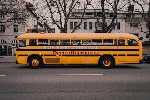 Munich: Dinner Hopping Tour, 3-Course Menu in a US School Bus through the City
