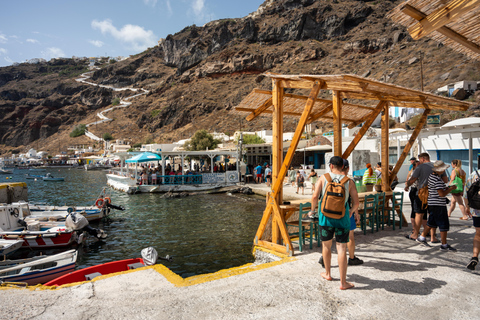 Santorini: vaart vulkanische eilanden & bezoek warmwaterbronRondvaart met vervoer van/naar hotel - zonder bezoek Oia