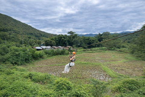 Chiang Mai: Jungle Zipline, River Bamboo Raft with Pickup