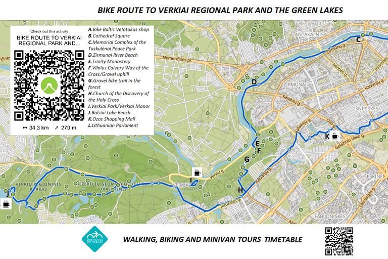 Vilnius: Verkiai Park & Green Lakes Self-guided Bike Tour