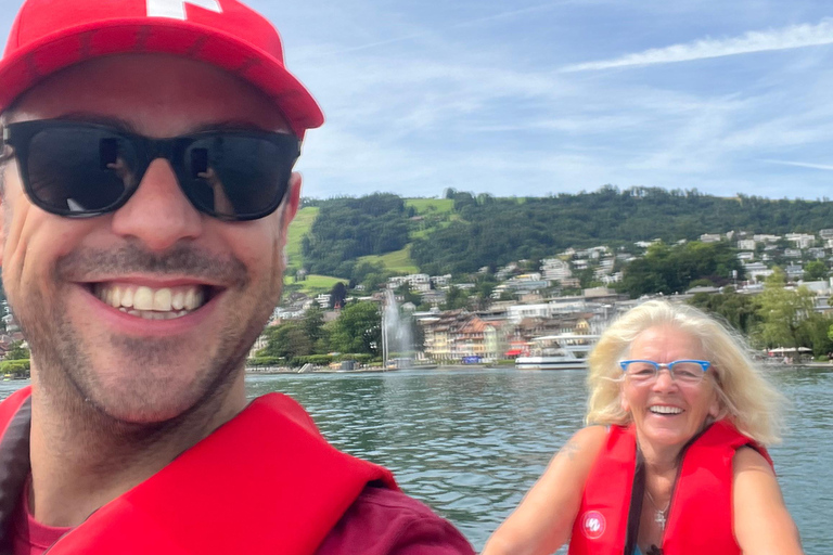 Waterbike op het meer van ZürichWaterfietstocht op het meer van Zürich - Tandem voor de hele dag