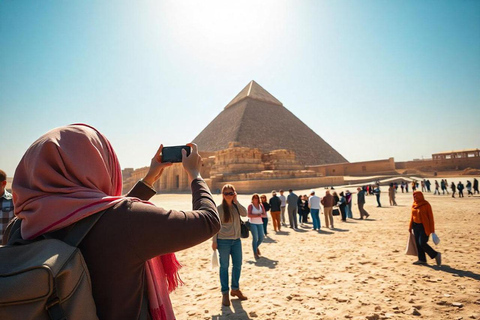 Hurghada: Giza Pyramids Day Trip with Nile Boat Tour Option Tour With Entry Fees, Lunch & Inside Great Pyramid