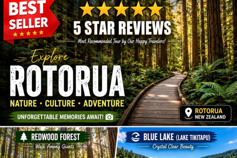 From Auckland: Rotorua Lakes, Redwood & Geothermal Day Trip Rotoroa day trip with family or Friends upto 5 person
