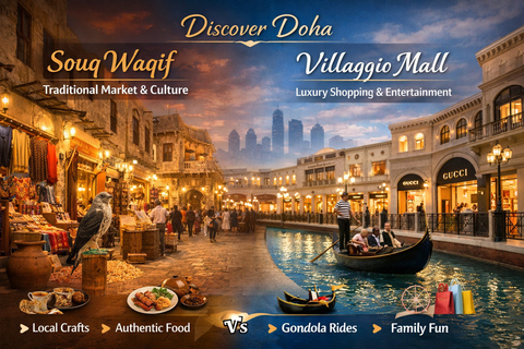 Doha: World Cup Stadium, Souq Waqif & Villaggio Gondola Ride Sharing Tour