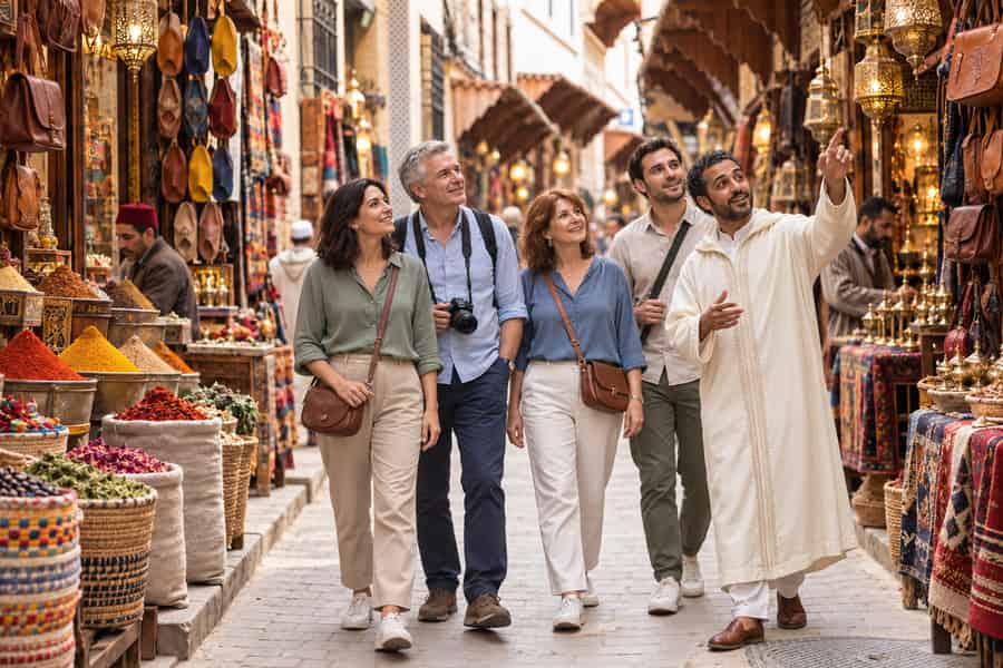 Leerbewerking, madrassa, ambachtslieden en medina-rondleiding met theepauze