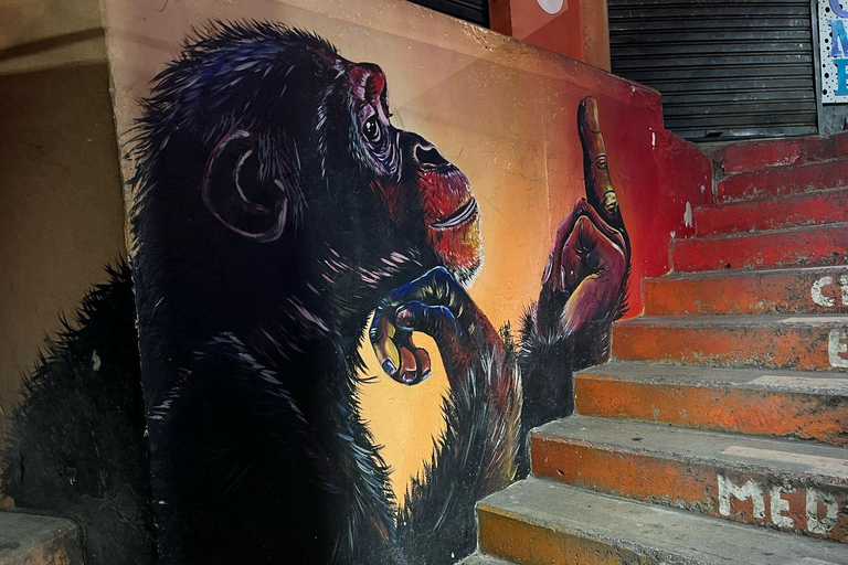 Medellín : visite nocturne de la Comuna 13, mur peint, collation localeMedellín : visite nocturne de la Comuna 13, mur peint, dégustation de snacks locaux