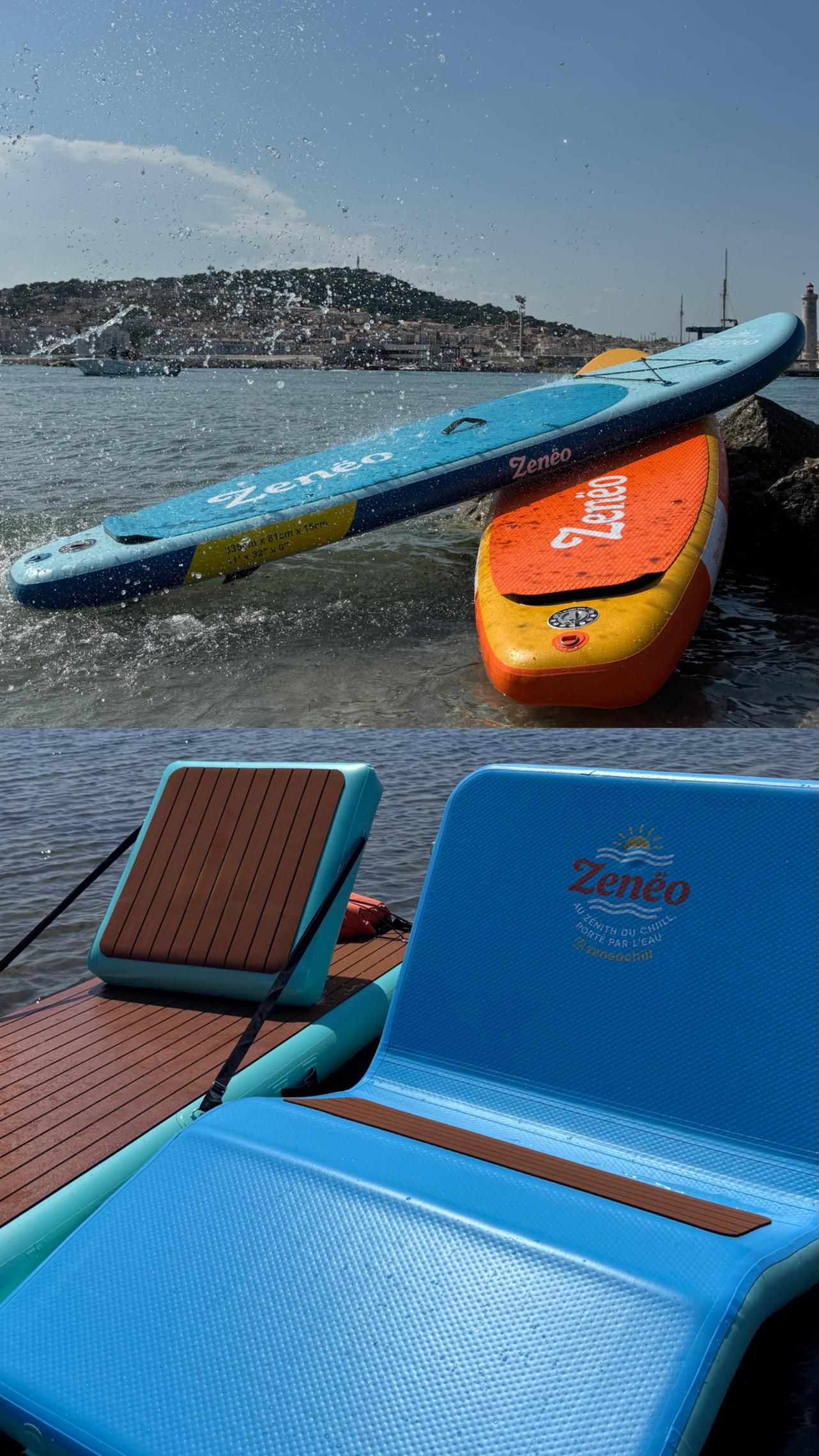 PAKETE Schwimmende Liege & Paddle für einen halben Tag, an Ihren Spot geliefert