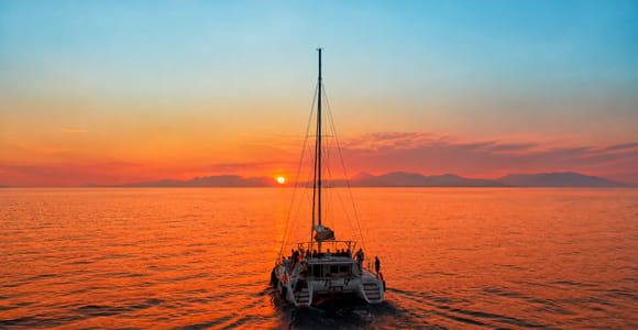 Rhodes: Sunset Catamaran Cruise with Dinner Buffet & Drinks
