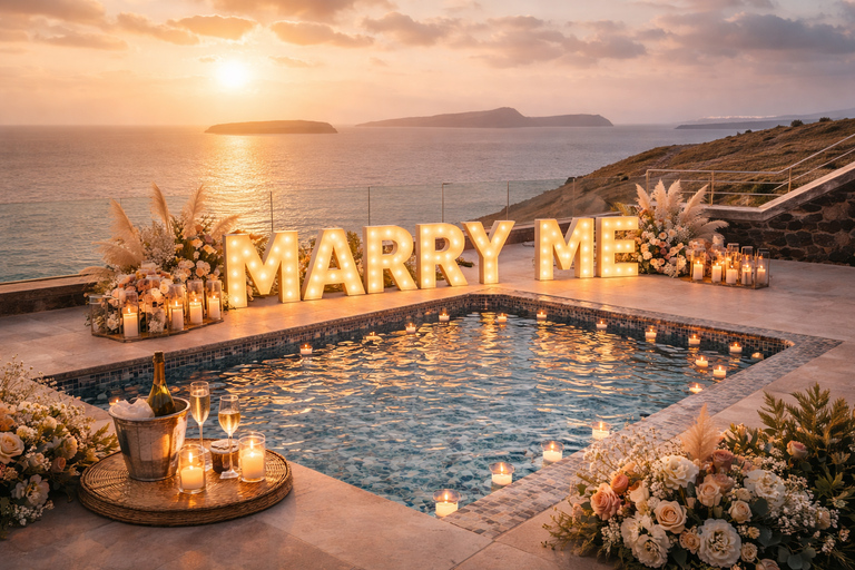Santorini: Private Villa Pool Picnic with Wine & Swimming