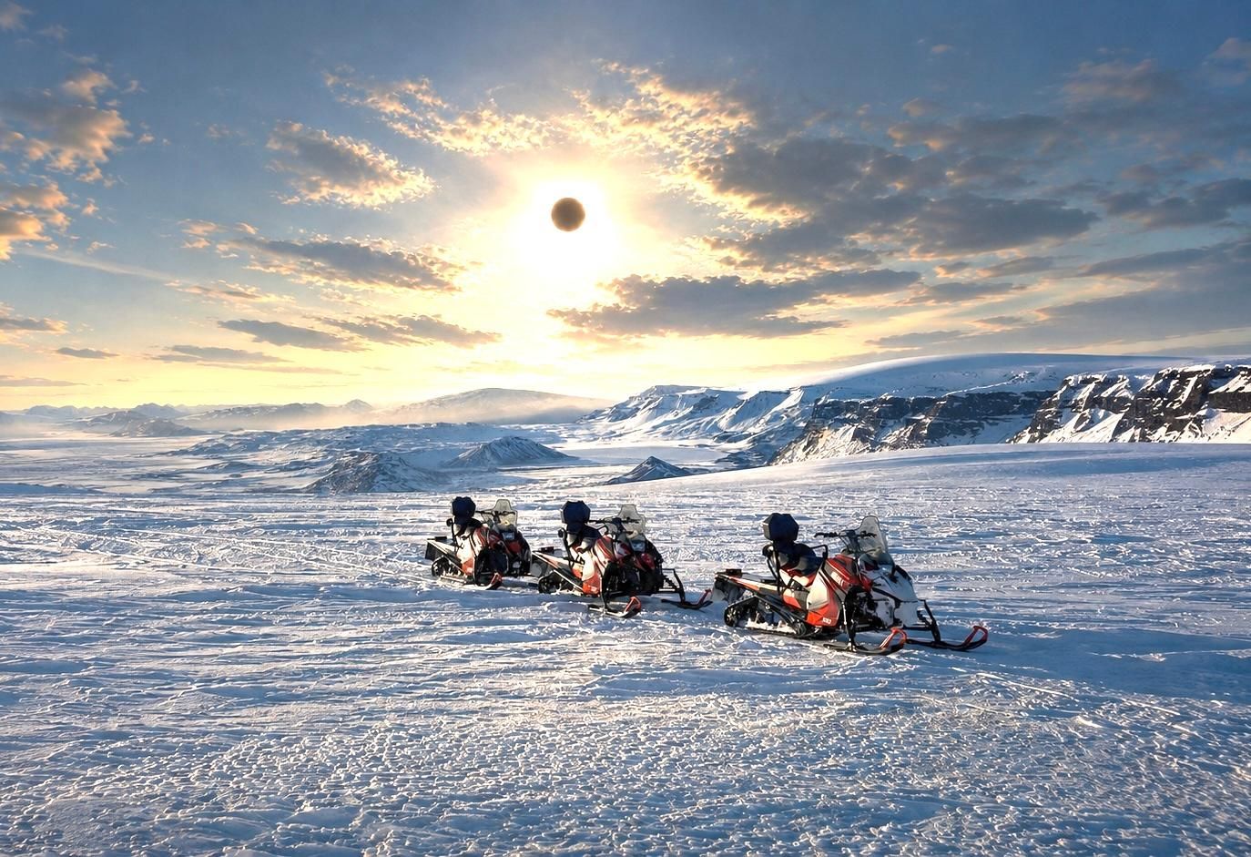 Reykjavik: Schneemobiltour zur Sonnenfinsternis mit Abholung