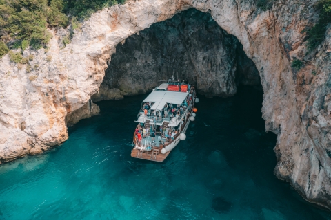 Corfu: Blue Lagoon-dagcruise vanuit Benitses of LefkimmiCruise met transfer van Zuid-Corfu naar de haven van Lefkimmi