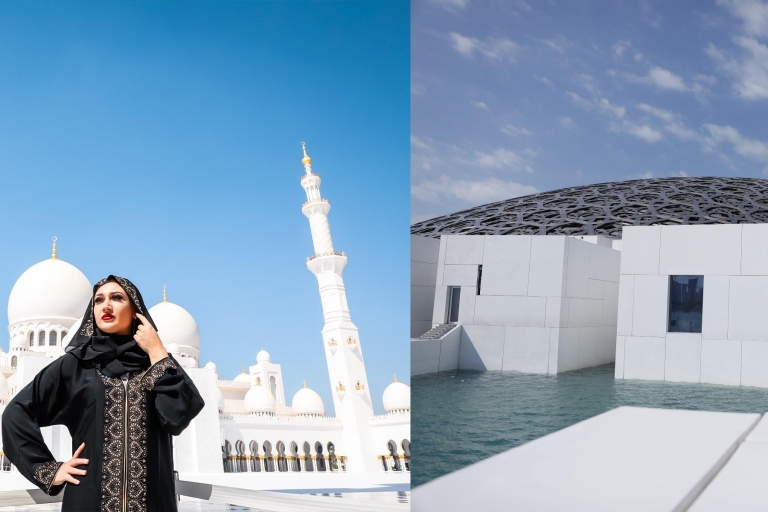 From Dubai: Abu Dhabi Full-Day Trip with Louvre & Mosque Small Group Tour in French