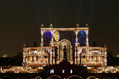 Nuova Delhi: tour serale privato del tempio di Akshardham con spettacolo di luciTour di Nuova Delhi con spettacolo di luci ad Akshardham