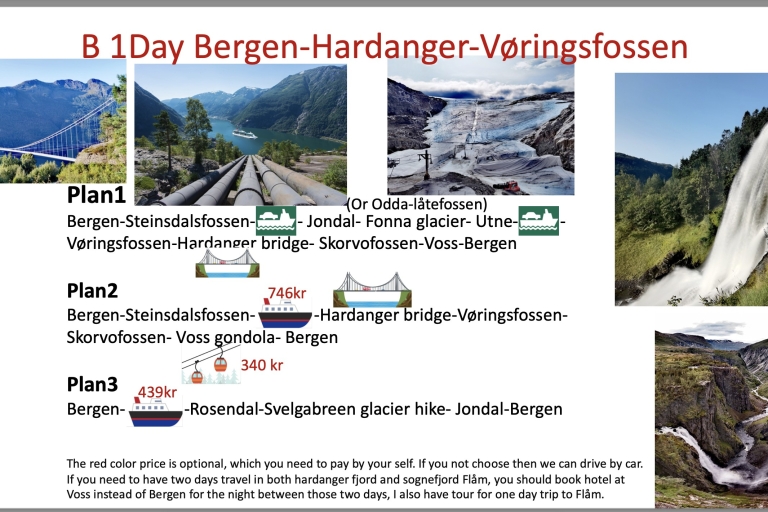 Flexibele tour van Bergen naar Hardangerfjord vøringsfossen