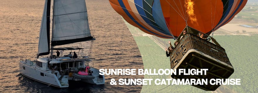 Héraklion : vol en montgolfière à l'aube et croisière en catamaran au coucher du soleil