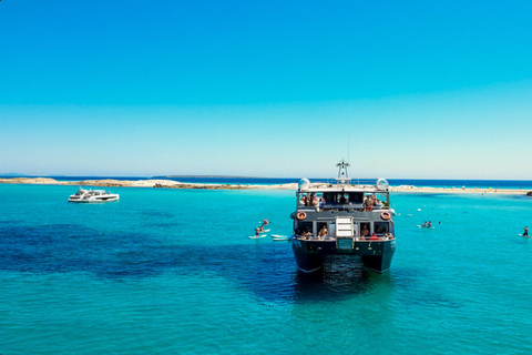Ibiza: Formentera Boat with Open Bar, 3 meals & Sunset Party ADVANCE: Standard selection of food & open bar option
