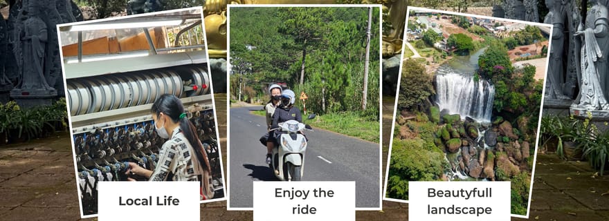 Đà Lạt à moto : cascades, café et soie (visite d'une demi-journée)