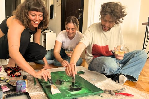 Istanbul: Wine and Paint Workshop with Turkish Fabrics