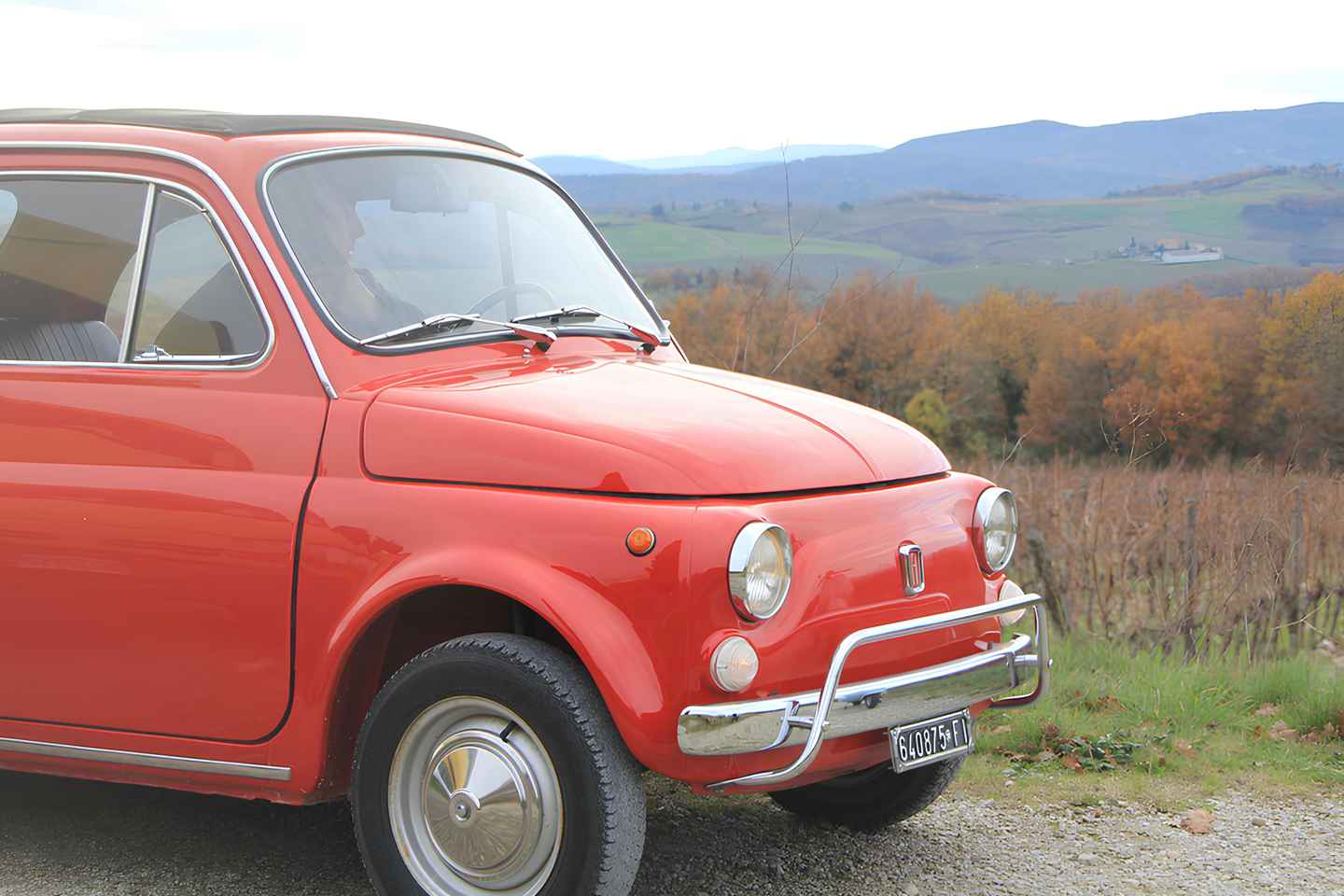 Da Castellina in Chianti: noleggio Fiat 500 d'epoca con mappa