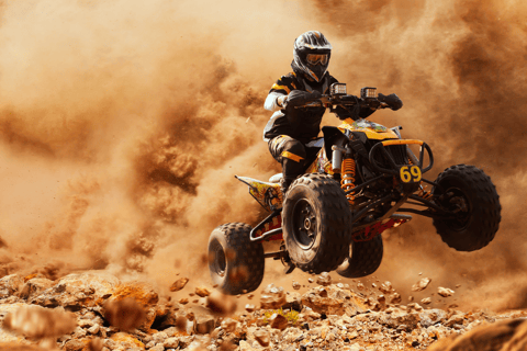 Woestijnsafari |Quad Bike met sandboarden en kamelenritPrivé-woestijnsafari met dunebashing en kamelenrit