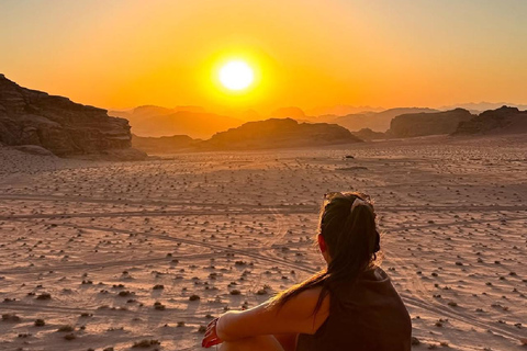 overnight: sleep under the stars in the cave in Wadi Rum Protected Area Caml tour