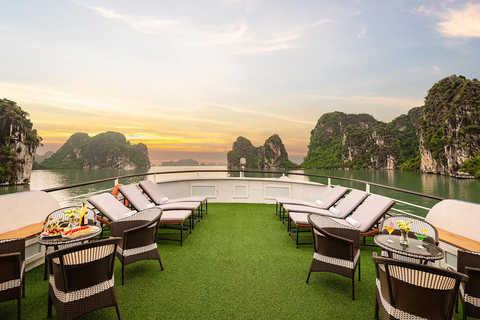 Best Halong 5-Star Day Cruise: Buffet Lunch, Wine &amp; JacuzziPick-up from Hanoi