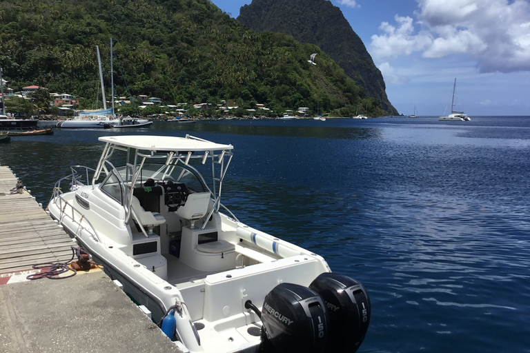 Soufriere/Westküste: Privates Boot, Schwimmen, Schnorcheln und Strand31&#039; Boot - Real Nauti