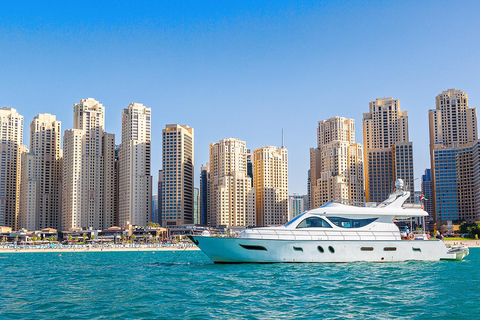 Dubai: Luxury Yacht Tour with Water Soft Drinks Dubai: Sunset Luxury Yacht Tour with Snack Box & Soft Drinks
