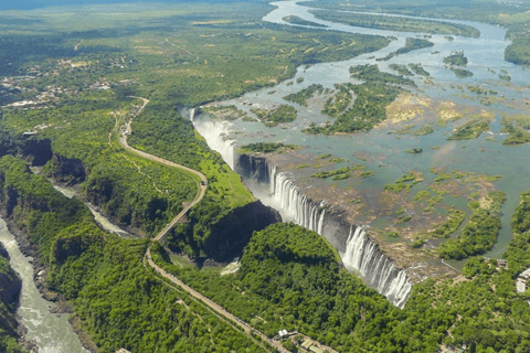 Chutes Victoria : Vol en hélicoptère (vue aérienne des chutes)