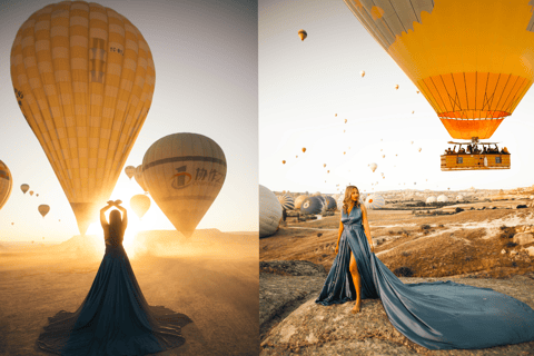 Cappadoce : Séance de photos au lever du soleil avec des robes volantes