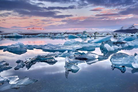 Circuit de 4 jours sur la côte sud, dans la grotte de glace bleue et le lagon glaciaire